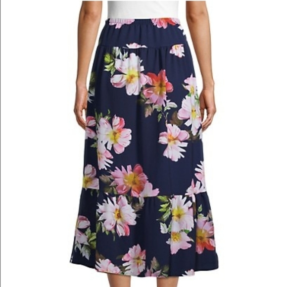 Floral-Print Long Tiered Skirt by Love Ady Sz M New With Tags - Picture 2 of 3